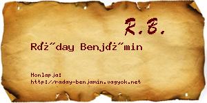 Ráday Benjámin névjegykártya